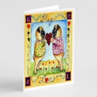 Pug LOVE Pug Love Valentine's Day Greeting Cards and Envelopes Pack of 8