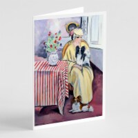 Lady with her Papillon Greeting Cards and Envelopes Pack of 8