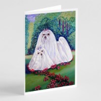Maltese Momma and Puppy Greeting Cards and Envelopes Pack of 8