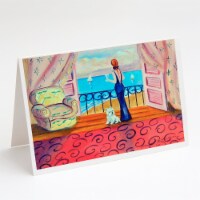 Westie with Mom and a view Greeting Cards and Envelopes Pack of 8