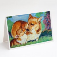 Carolines Treasures  7412GCA7P Corgi Momma's Love Greeting Cards and Envelopes P