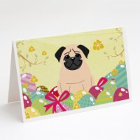Carolines Treasures BB6008GCA7P Easter Eggs Pug Fawn Greeting Cards and Envelop