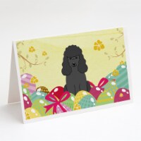 Easter Eggs Poodle Black Greeting Cards and Envelopes Pack of 8