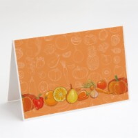 Fruits and Vegetables in Orange Greeting Cards and Envelopes Pack of 8