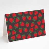 Carolines Treasures  BB5137GCA7P Strawberries on Gray Greeting Cards and Envelop