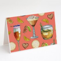 Drinks and Cocktails Salmon Greeting Cards and Envelopes Pack of 8
