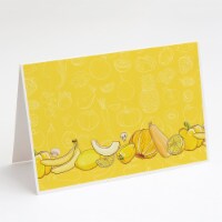 Fruits and Vegetables in Yellow Greeting Cards and Envelopes Pack of 8
