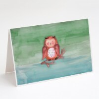 Carolines Treasures  BB7443GCA7P Brown Owl Watercolor Greeting Cards and Envelop