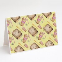 Watercolor Coffee and Journal Greeting Cards and Envelopes Pack of 8