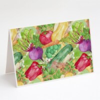 Watercolor Vegetables Farm to Table Greeting Cards and Envelopes Pack of 8