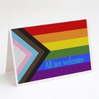 Gay Progress Pride All are Welcome Greeting Cards and Envelopes Pack of 8