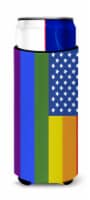 Carolines Treasures  CK8013MUK USA Gay Pride Ultra Hugger for slim cans