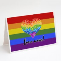 Gay Pride Love Wins Mosaic Heart Greeting Cards and Envelopes Pack of 8