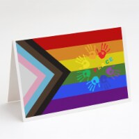 Gay Pride Peace Hands Progress Pride Greeting Cards and Envelopes Pack of 8