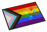Carolines Treasures CK8019JMAT Gay Pride Peace Hands Progress Pride Doormat 24x