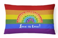 Gay Pride Love is Love Mosaic Rainbow Canvas Fabric Decorative Pillow