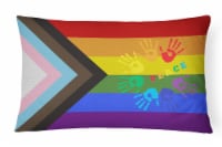 Gay Pride Peace Hands Progress Pride Canvas Fabric Decorative Pillow