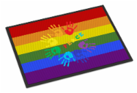 Carolines Treasures CK8020MAT Gay Pride Peace Hands Doormat 18x27