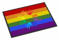 Carolines Treasures CK8021MAT Gay Pride Love Hands Doormat 18x27