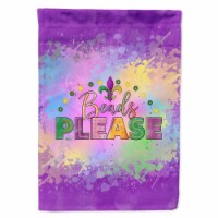 Carolines Treasures WDK4643GF 15.5 x 11.25 in. Unisex Beads Please Mardi Gras Garden Flag