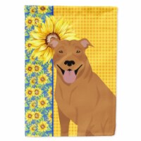 Carolines Treasures WDK5321CHF 40 x 28 in. Summer Sunflowers Red Pit Bull Terrier Canvas Hous