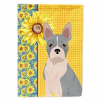 Carolines Treasures WDK5336CHF 40 x 28 in. Summer Sunflowers Blue Boston Terrier Canvas House