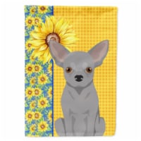 Carolines Treasures WDK5380CHF 40 x 28 in. Summer Sunflowers Silver Chihuahua Canvas House Fl