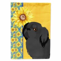 Carolines Treasures WDK5452CHF 40 x 28 in. Summer Sunflowers Black Pekingese Canvas House Fla