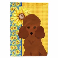Carolines Treasures WDK5466CHF 40 x 28 in. Summer Sunflowers Toy Red Poodle Canvas House Flag