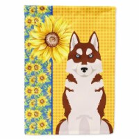 Carolines Treasures WDK5492CHF 40 x 28 in. Summer Sunflowers Red Siberian Husky Canvas House