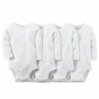 carter's® Newborn 4-Pack Cotton Long Sleeve Bodysuits in White Perspective: Main
