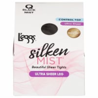 L'Eggs® Silken Mist Ultra Sheer Run Resist Control Top Sheer Toe - Black Mist Perspective: Main