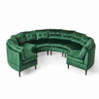 Noble House Jazmine 6 Piece Glam Velvet Modular Sectional in Emerald