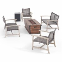 Noble House Hampton Outdoor 4 Pc  Chat Set w/ Fire Pit Gray