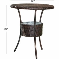 Noble House Oyster Bay Multi Brown PE Bar Table with Ice Pail