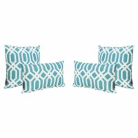 Noble House Manduka Outdoor 4 Piece Water Resistant Throw Pillow Set in Teal