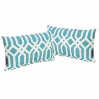 Noble House Manduka Arabesque Rectangular Pillow in Dark Teal (Set of 2)