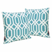 Noble House Manduka Arabesque Square Pillow in Dark Teal (Set of 2)