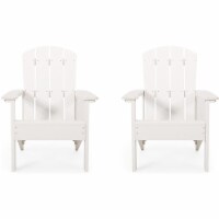 Noble House Culver Faux Wood Slat-Backed Adirondack Chair in White (Set of 2)