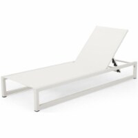 Noble House Modesta Outdoor Aluminum Chaise Lounge with Mesh Seating White