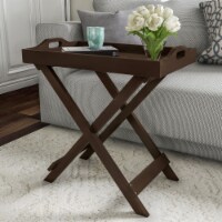 Lavish Home Brown Wooden Folding Table Tv Tray Removable Top End Table Entryway Home Decor 1 unit Foods Co