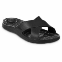 Totes Everywear Ara Cross Slide Women's Sandals - Black Perspective: Main