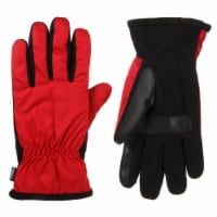 Isotoner SmartDRI Nylon with Fleece Palm Gloves - Red/Black