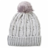 Isotoner Women's Cable Pom Beanie - Heather Gray