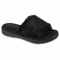 Isotoner Women's Faux Fur Laurel Slide Slippers - Black Perspective: Main