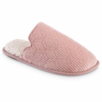 Isotoner® Quilted Velour Emmie Scuff Slippers - Pink
