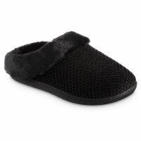 Isotoner® Lara Chenille Hoodback Slipper - Black Perspective: Main