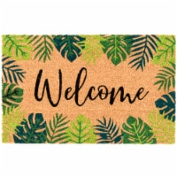 Backyard Bungalow Coir Doormat Tropical Foliage Border Welcome Perspective: Main