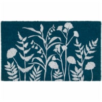 Backyard Bungalow Coir Doormat  Pleasant Pressed Floral - Blue and White Perspective: Main