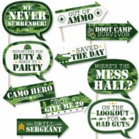 Big Dot of Happiness Funny Camo Hero - Army Military Camouflage Party Photo Booth Props 10 Pc